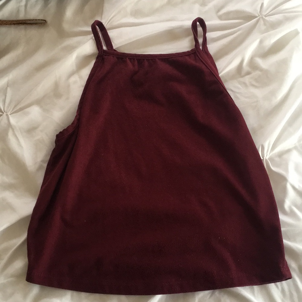 Maroon suede halter tank top
